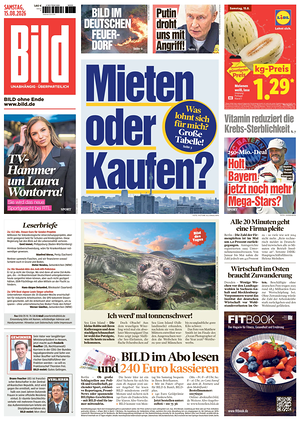 Prima pagina Bild di oggi - Quotidiano estero