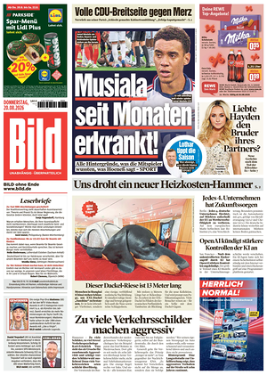 Prima pagina Bild di oggi - Quotidiano estero