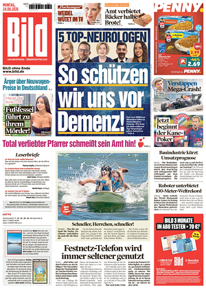 Prima pagina Bild di oggi - Quotidiano estero