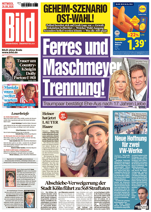 Prima pagina Bild di oggi - Quotidiano estero