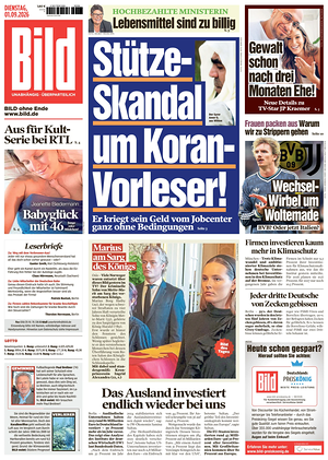 Prima pagina Bild di oggi - Quotidiano estero