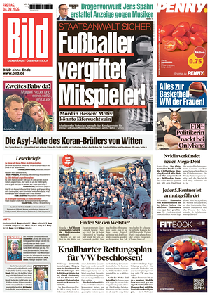 Prima pagina Bild di oggi - Quotidiano estero
