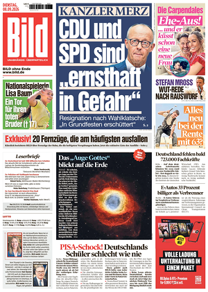 Prima pagina Bild di oggi - Quotidiano estero