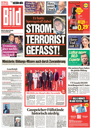 Prima pagina Bild di oggi - Quotidiano estero