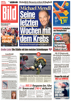 Prima pagina Bild di oggi - Quotidiano estero