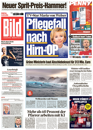 Prima pagina Bild di oggi - Quotidiano estero