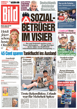 Prima pagina Bild di oggi - Quotidiano estero