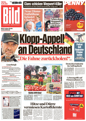 Prima pagina Bild di oggi - Quotidiano estero