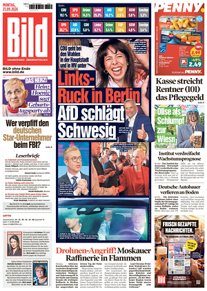 Prima pagina Bild di oggi - Quotidiano estero