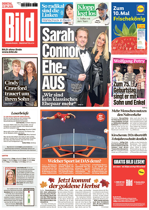 Prima pagina Bild di oggi - Quotidiano estero