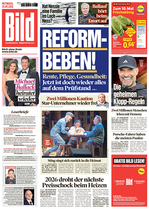 Prima pagina Bild di oggi - Quotidiano estero