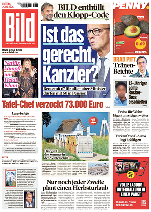 Prima pagina Bild di oggi - Quotidiano estero