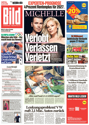 Prima pagina Bild di oggi - Quotidiano estero