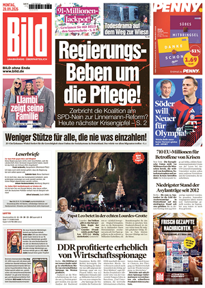 Prima pagina Bild di oggi - Quotidiano estero
