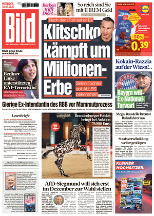 Prima pagina Bild di oggi - Quotidiano estero
