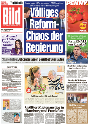 Prima pagina Bild di oggi - Quotidiano estero