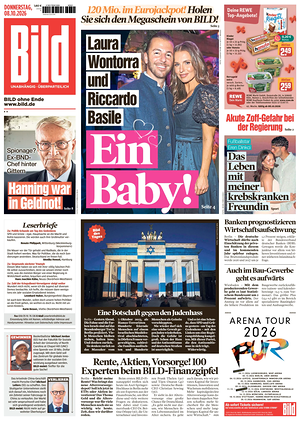 Prima pagina Bild di oggi - Quotidiano estero
