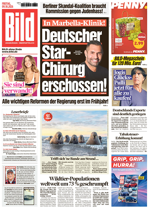 Prima pagina Bild di oggi - Quotidiano estero