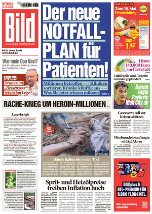 Prima pagina Bild di oggi - Quotidiano estero