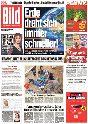 Prima pagina Bild di oggi - Quotidiano estero