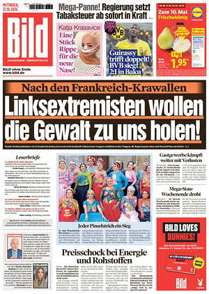Prima pagina Bild di oggi - Quotidiano estero