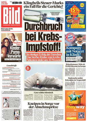 Prima pagina Bild di oggi - Quotidiano estero