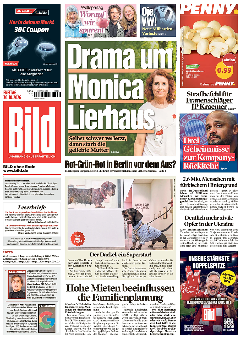 Portada Bild de hoy - Quiosco 30 octubre 2026