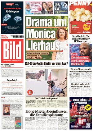 Prima pagina Bild di oggi - Quotidiano estero