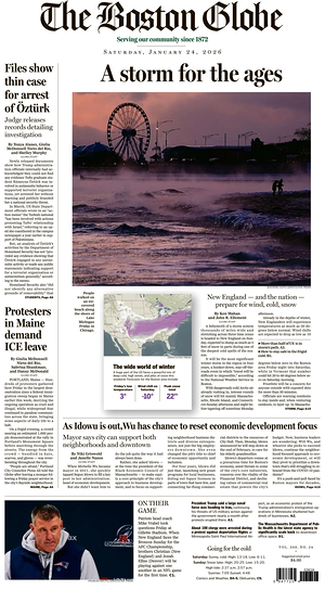 Prima pagina The Boston Globe di oggi - Quotidiano estero