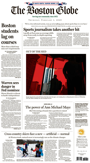 Prima pagina The Boston Globe di oggi - Quotidiano estero