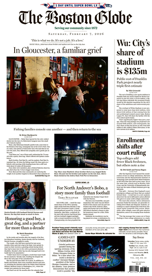 Prima pagina The Boston Globe di oggi - Quotidiano estero
