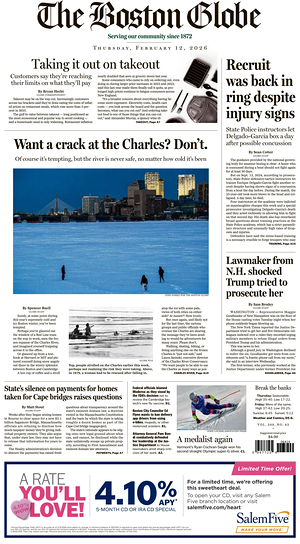 Prima pagina The Boston Globe di oggi - Quotidiano estero