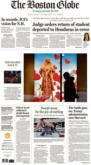Prima pagina The Boston Globe di oggi - Quotidiano estero