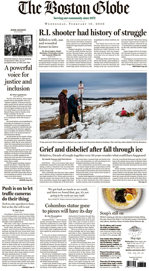 Prima pagina The Boston Globe di oggi - Quotidiano estero