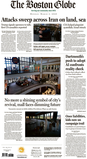 Prima pagina The Boston Globe di oggi - Quotidiano estero