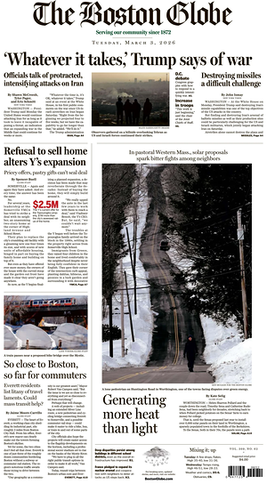 Prima pagina The Boston Globe di oggi - Quotidiano estero