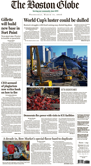 Prima pagina The Boston Globe di oggi - Quotidiano estero