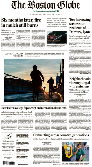Prima pagina The Boston Globe di oggi - Quotidiano estero