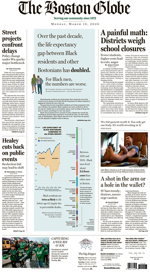 Prima pagina The Boston Globe di oggi - Quotidiano estero