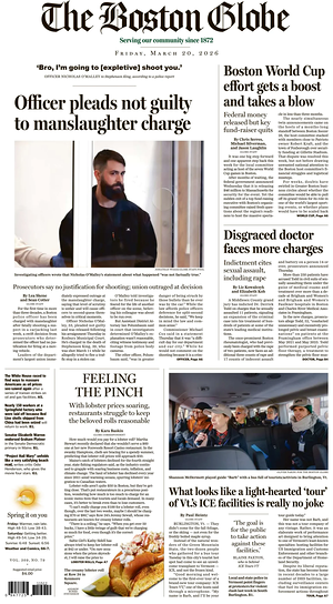 Prima pagina The Boston Globe di oggi - Quotidiano estero