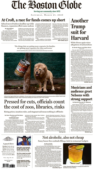 Prima pagina The Boston Globe di oggi - Quotidiano estero