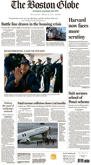 Prima pagina The Boston Globe di oggi - Quotidiano estero
