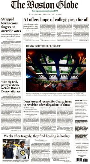 Prima pagina The Boston Globe di oggi - Quotidiano estero