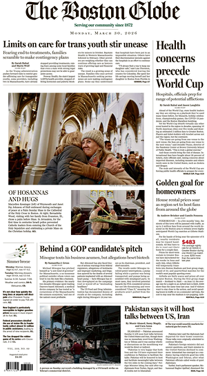 Prima pagina The Boston Globe di oggi - Quotidiano estero