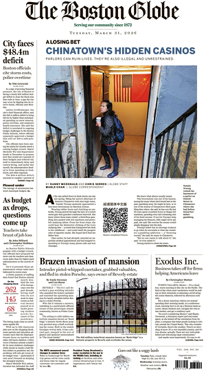 Prima pagina The Boston Globe di oggi - Quotidiano estero