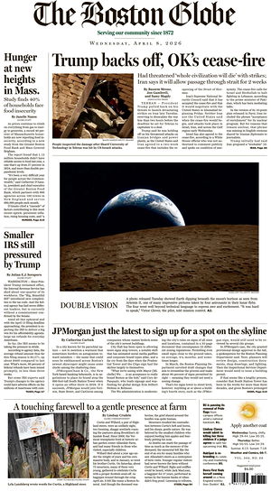Prima pagina The Boston Globe di oggi - Quotidiano estero
