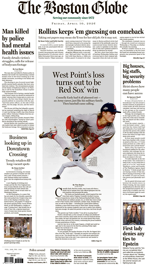 Prima pagina The Boston Globe di oggi - Quotidiano estero