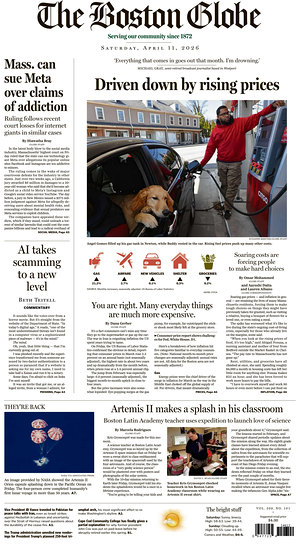 Prima pagina The Boston Globe di oggi - Quotidiano estero