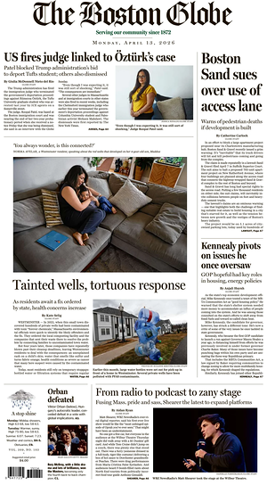 Prima pagina The Boston Globe di oggi - Quotidiano estero