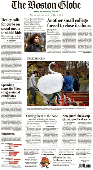 Prima pagina The Boston Globe di oggi - Quotidiano estero